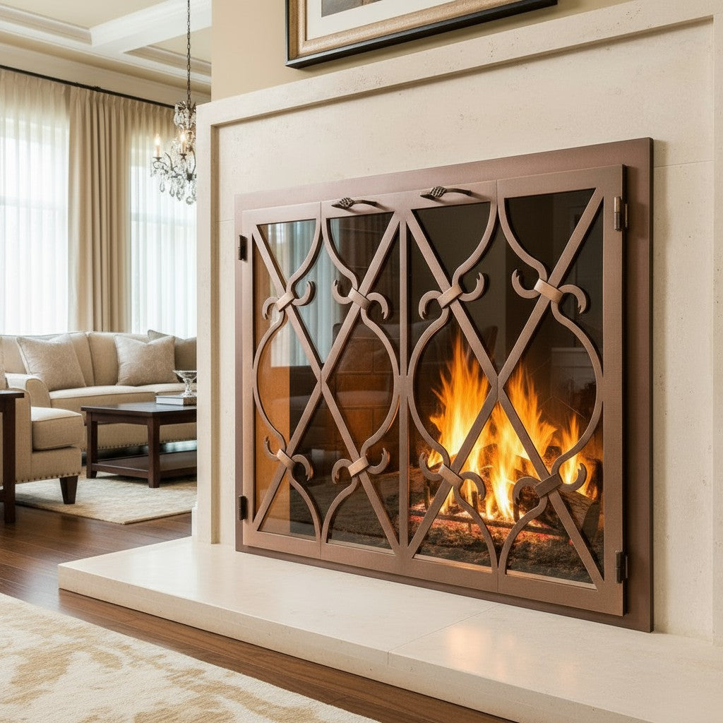 Banded Scroll - Masonry & Prefab Fireplace Glass Doors