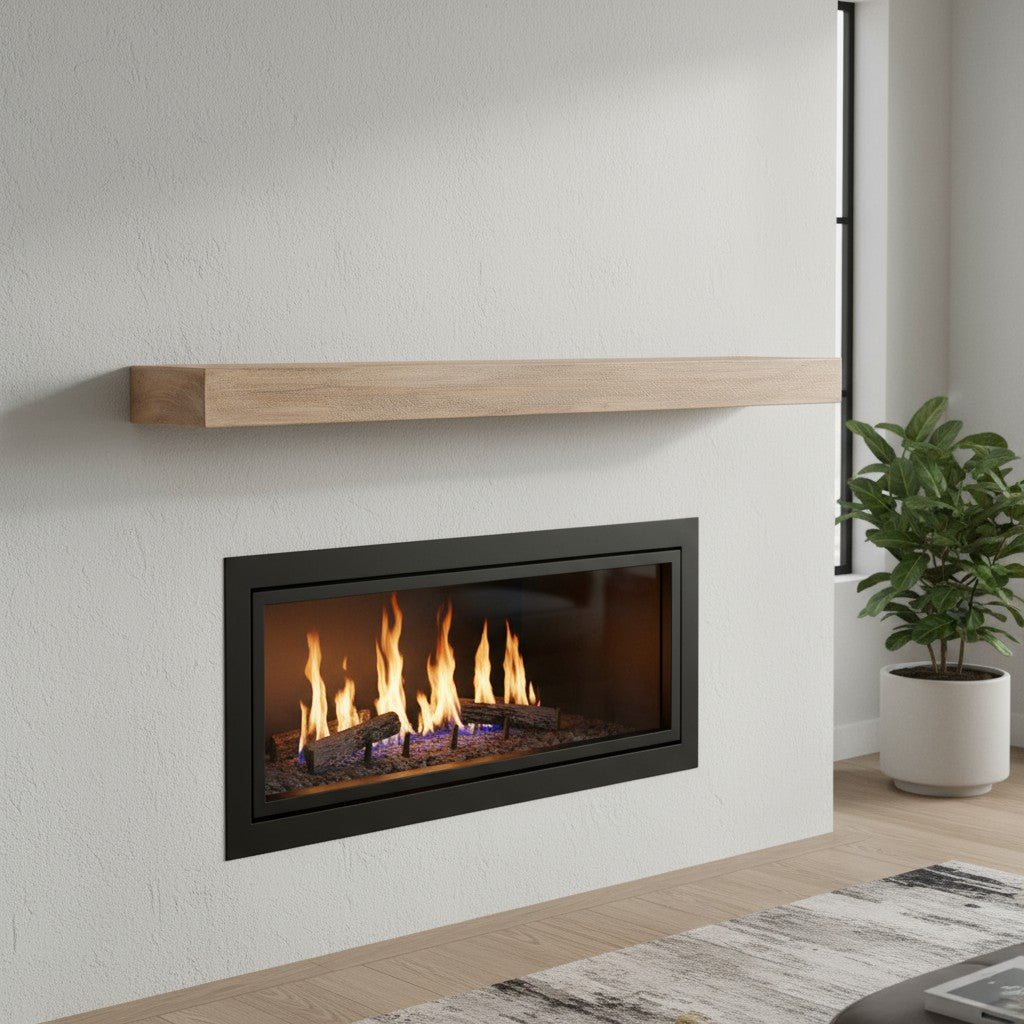 Flat Sawn Non-Combustible Concrete Mantel Shelf Pale Honey Finish