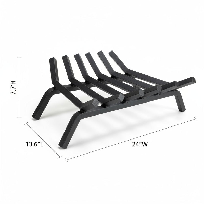 24" Heavy-Duty Fireplace Grate – ¾” Solid Steel | Made in USA by Design Specialties | Lifetime Warranty