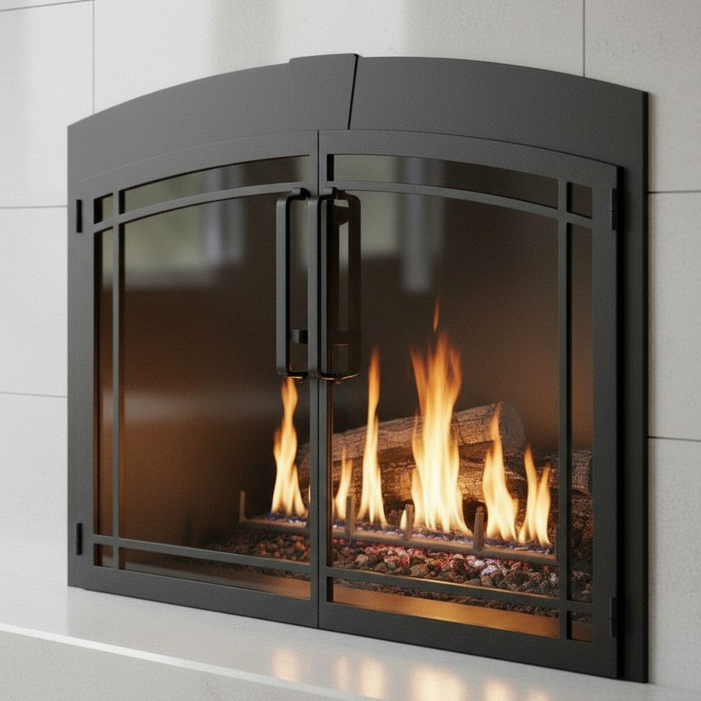 Buckingham Arch - Masonry Fireplace Glass Door