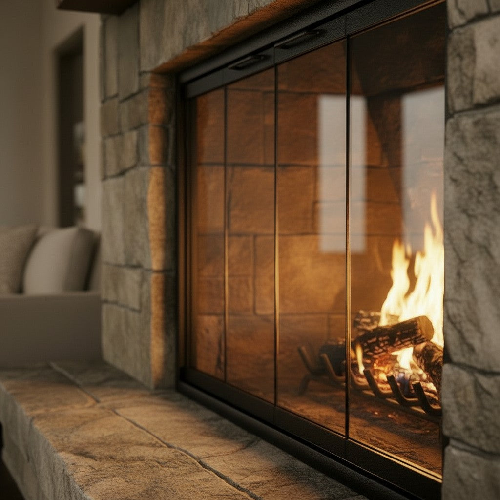Cavestone Fireplace Glass Doors | Custom Masonry Fit