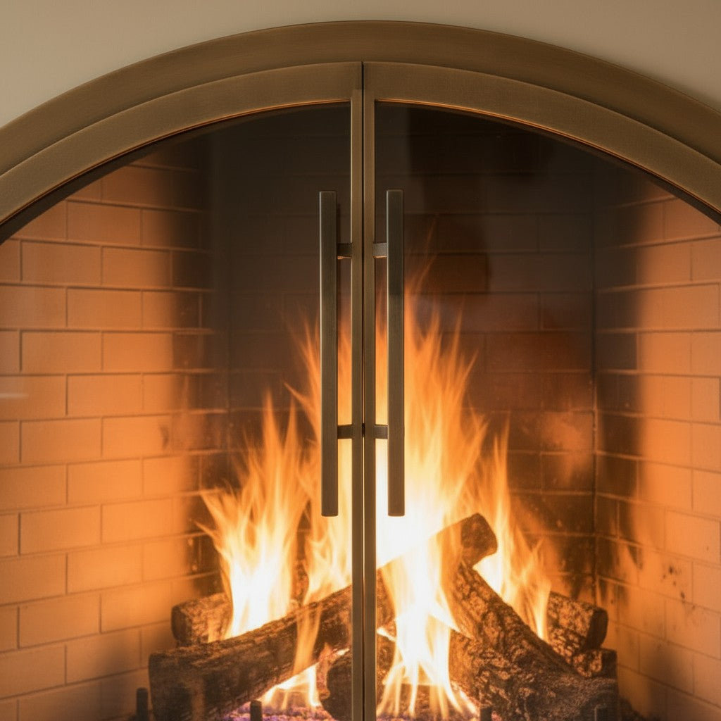 Legend Plain Arch Steel Fireplace Glass Doors Custom Made | Masonry
