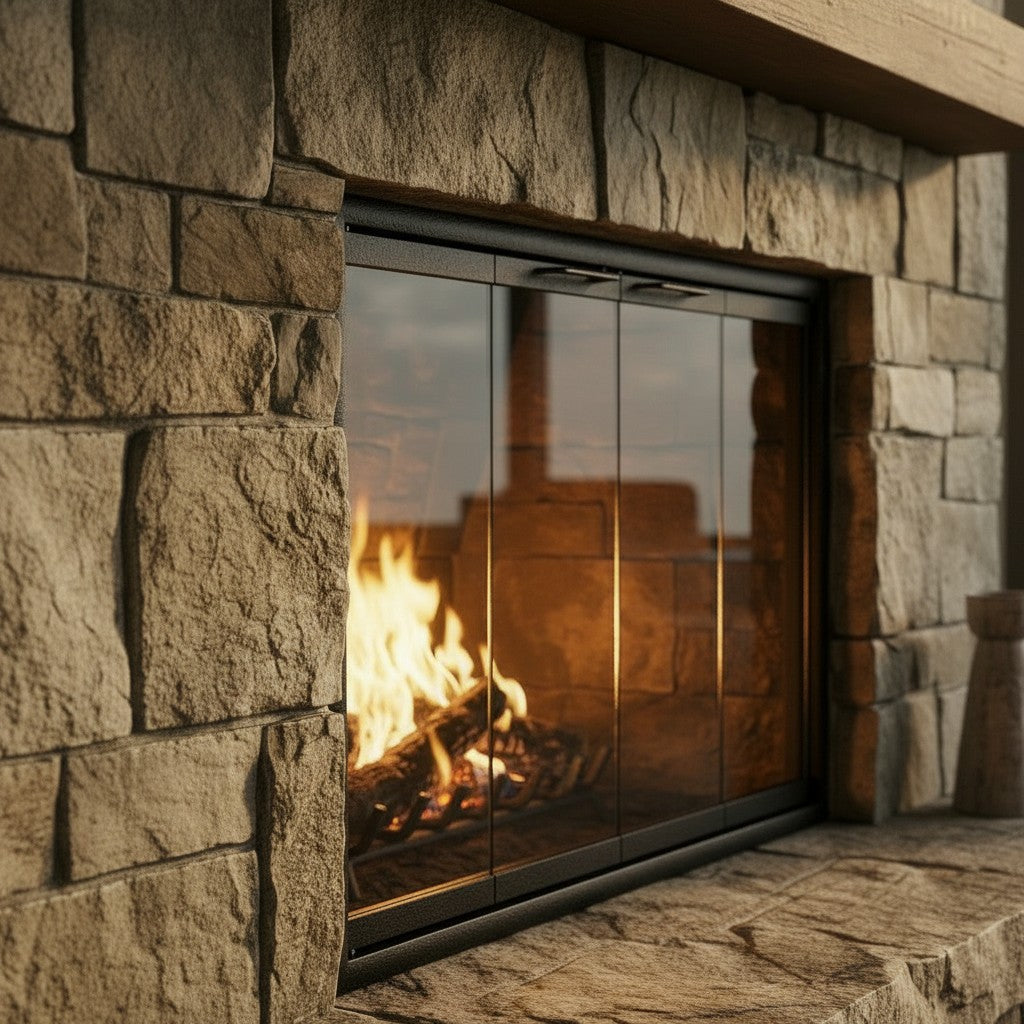 Cavestone Fireplace Glass Doors | Custom Masonry Fit