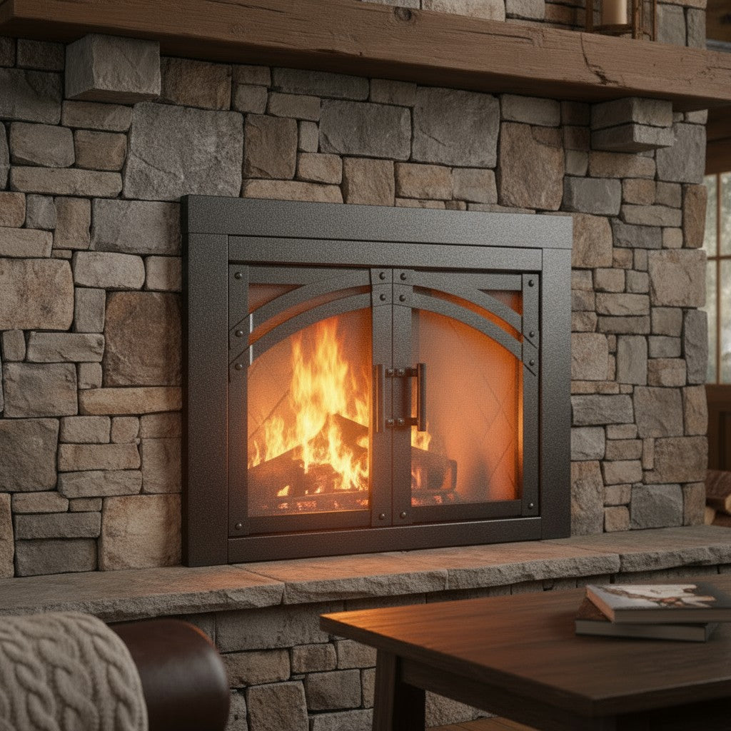 Camden Natural Iron Masonry Fireplace Door | Standard Sizes