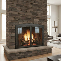 Black Rock Arch - Masonry Fireplace Glass Doors | Custom