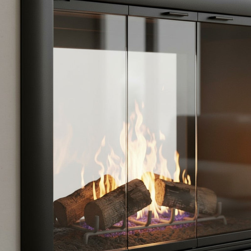 Bungalow - Masonry Fireplace Glass Door Masonry | Custom