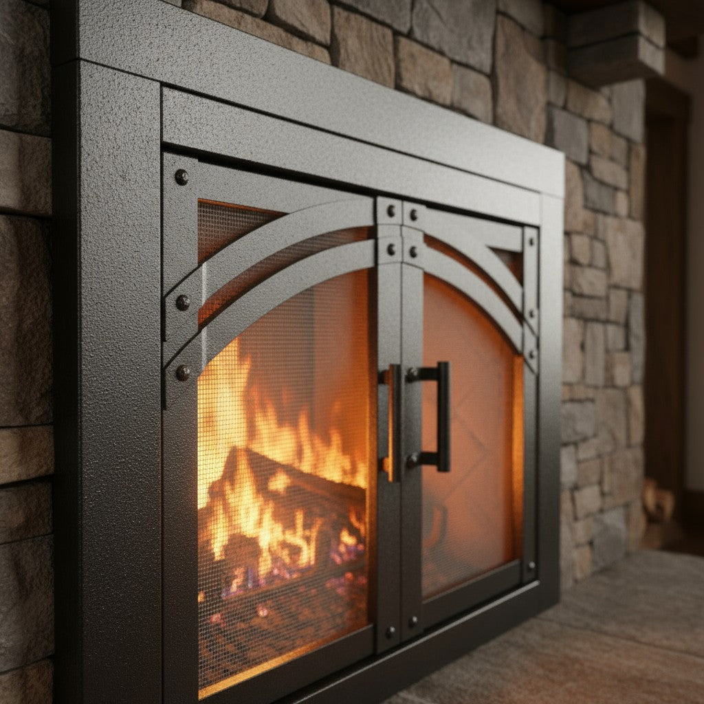 Camden Natural Iron Masonry Fireplace Door | Standard Sizes