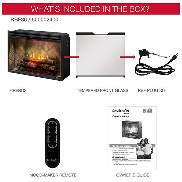 Revillusion Built-in 36" Electric Firebox - Model RBF36P-FG