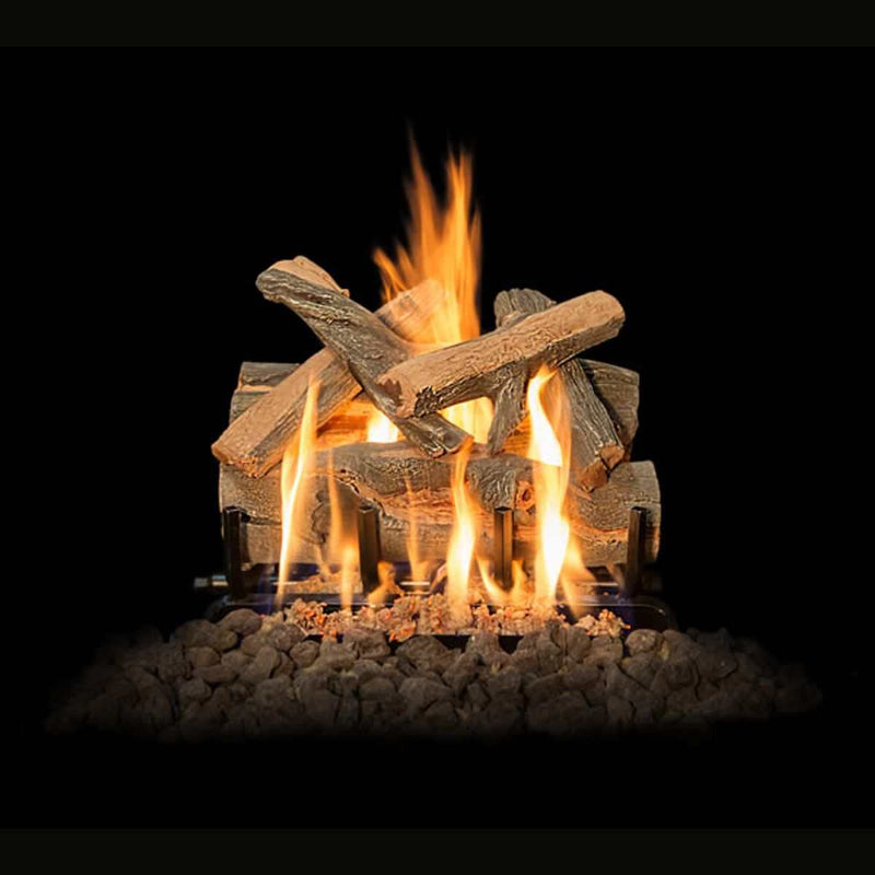 Grand Canyon Arizona Juniper See-Through Outdoor Gas Log Set with stainless steel burner in outdoor fireplace
