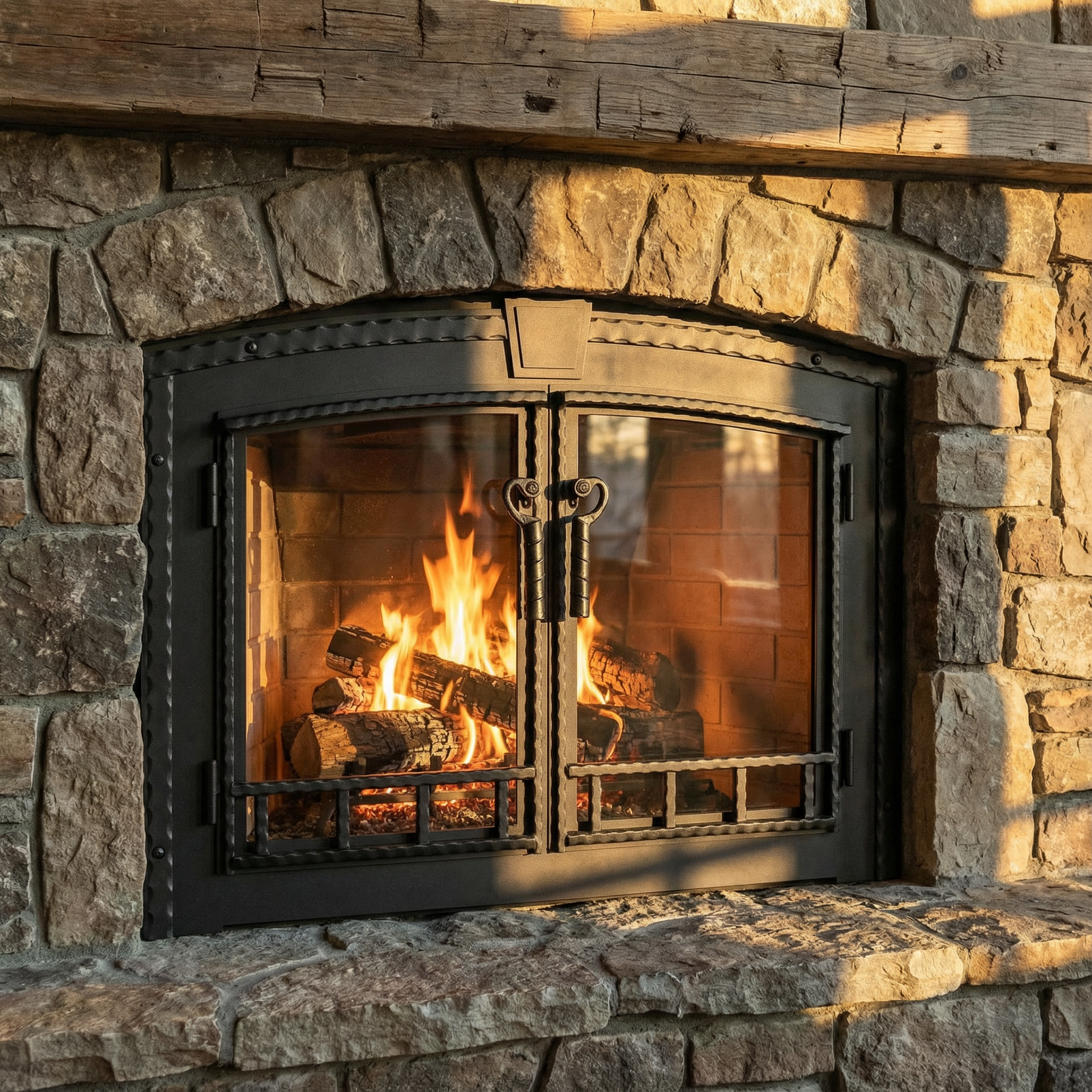 Smithline - Arch - Masonry and Prefab Fireplace Glass Doors