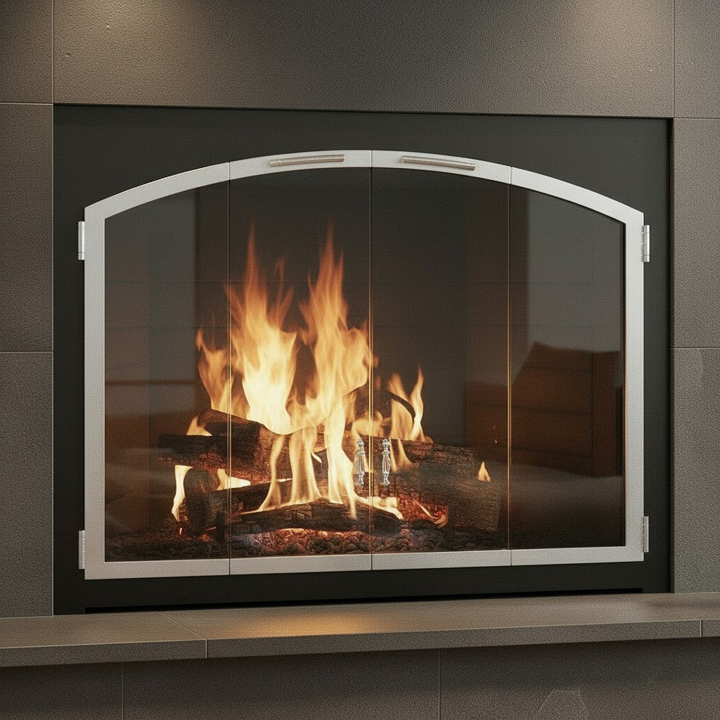 Laguna Arch Pane - Masonry & Prefab Fireplace Glass Doors