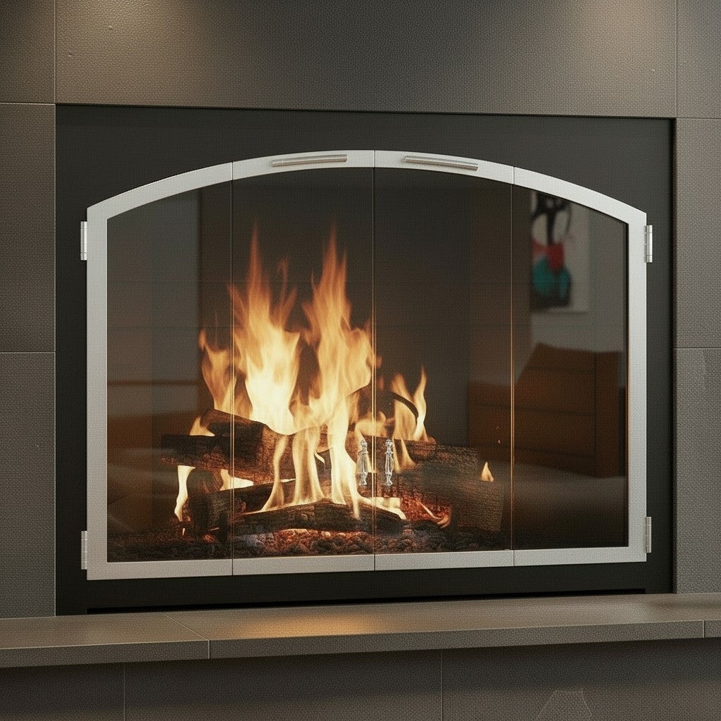 Laguna Arch Pane - Masonry & Prefab Fireplace Glass Doors