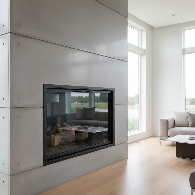 Stiletto Cutback Ultra Thin Fireplace Glass Doors | Modern & Elegant Design | Custom