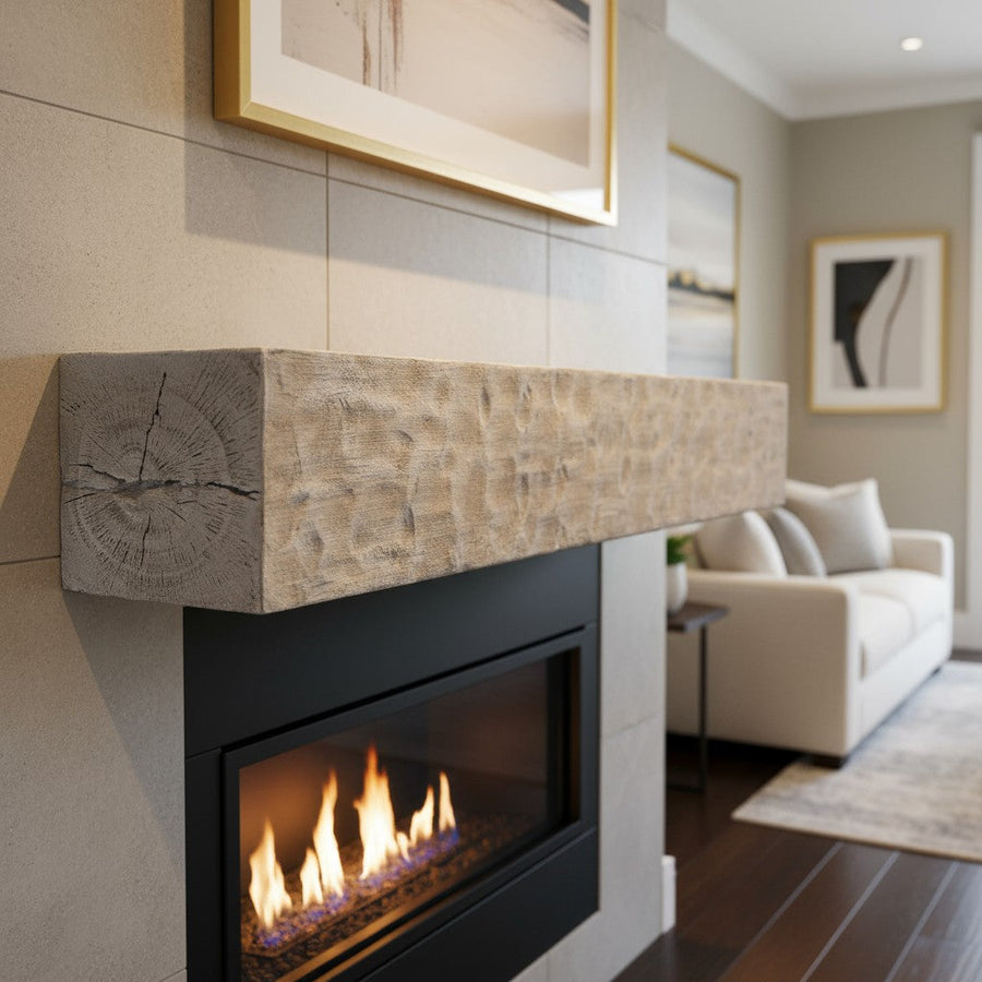 Chiseled Concrete Mantel Shelves