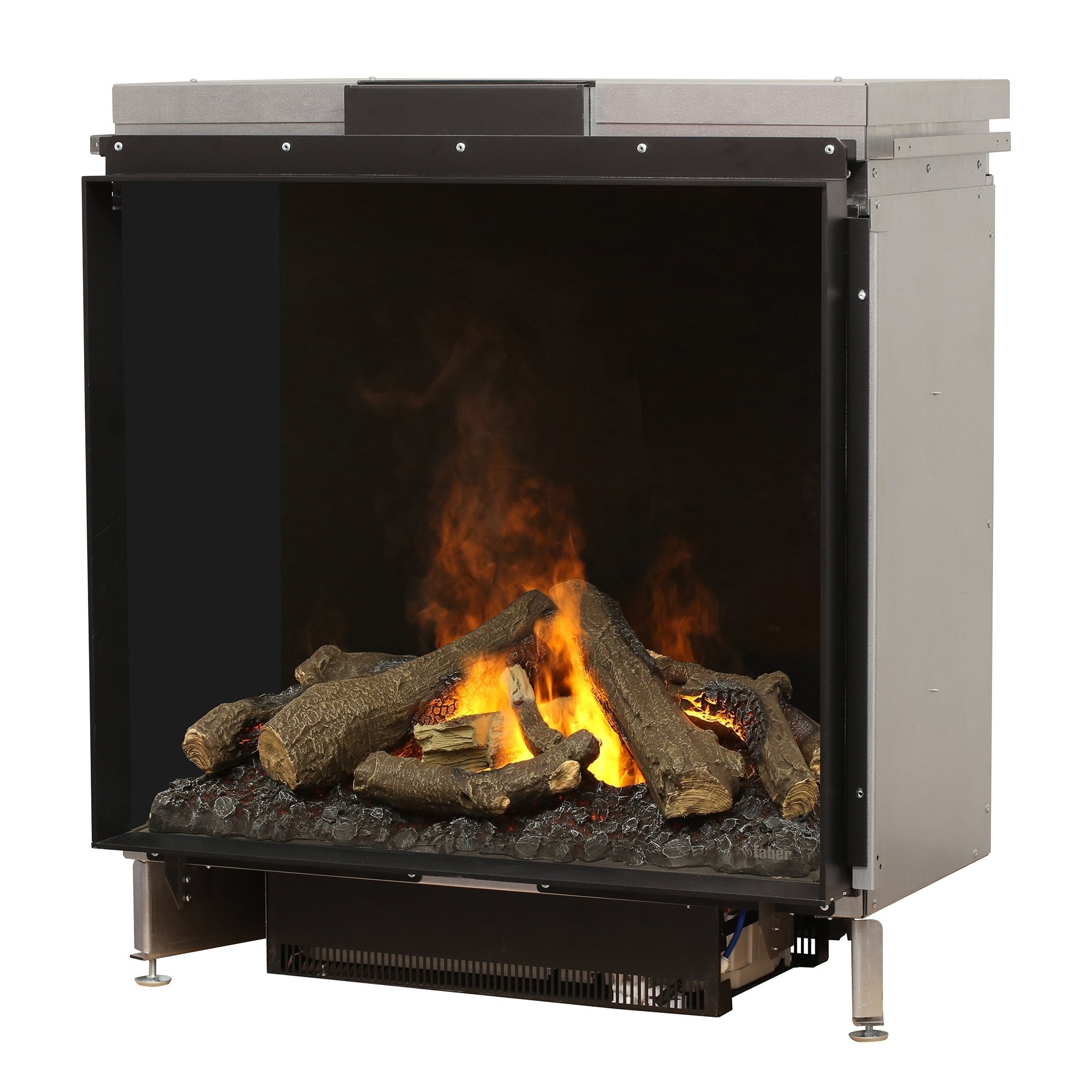 e-MatriX 32"x26" Electric Firebox – Front-Facing Built-In Fireplace | Water Vapor Flame, Crackling Sound, Charred Logs - FEF3226L1