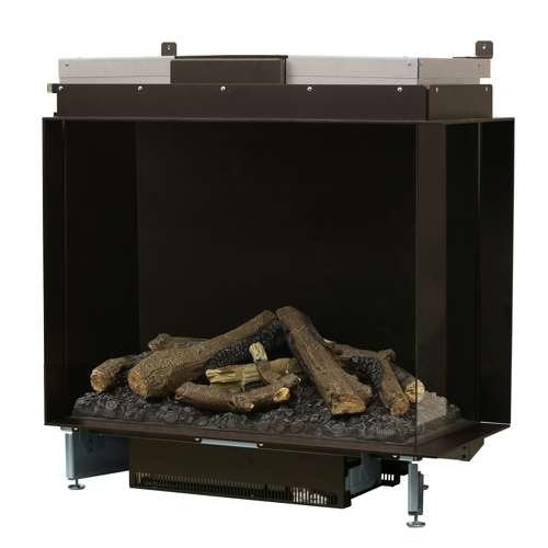 e-MatriX 32"x26" Electric Firebox – Right-Facing Two-Sided Built-In Fireplace | Water Vapor Flame, Charred Logs, Crackling Sound (X-FEF3226L2R)