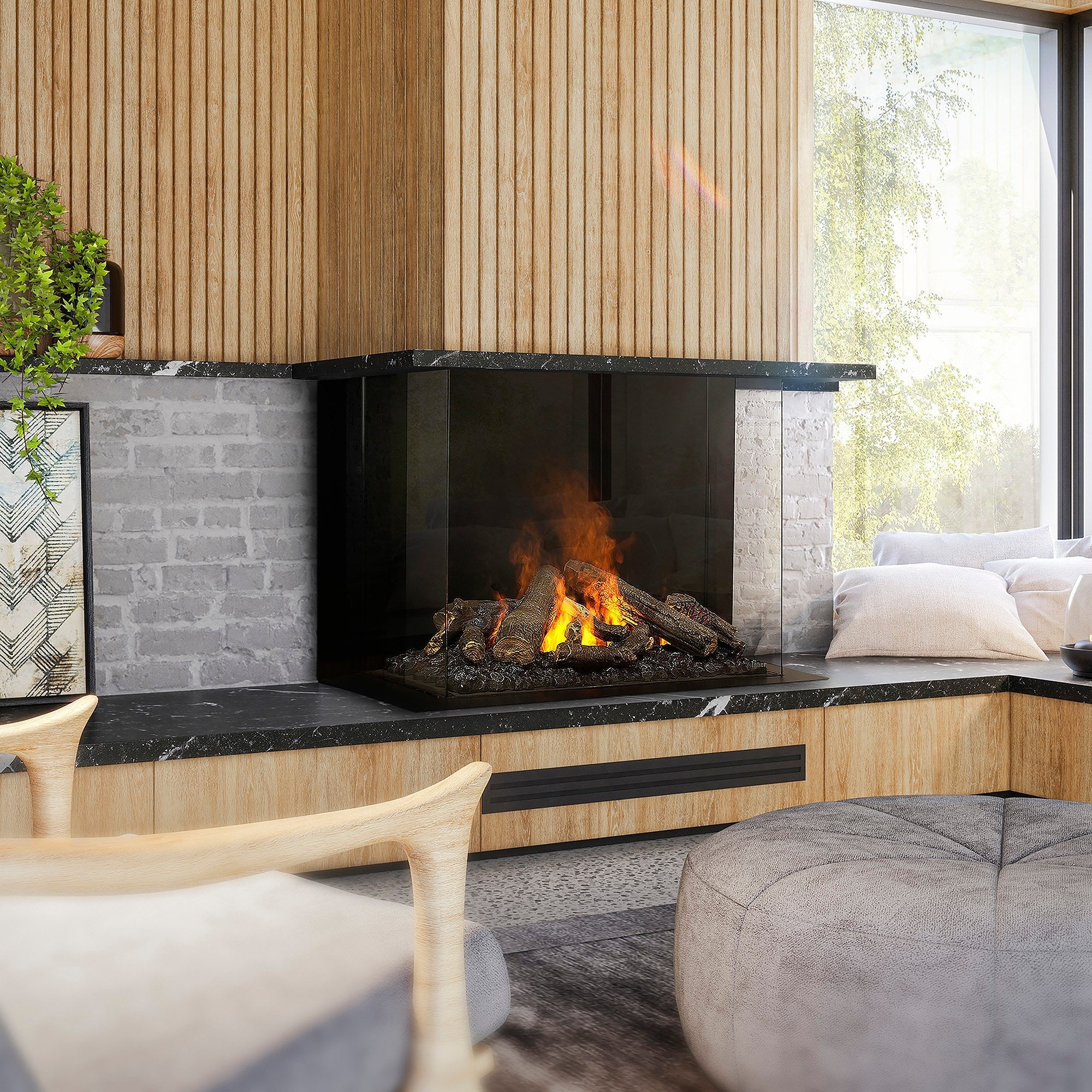 e-MatriX 32"x26" Electric Firebox – Three-Sided (Bay) Front Glass (FEF3226L3)