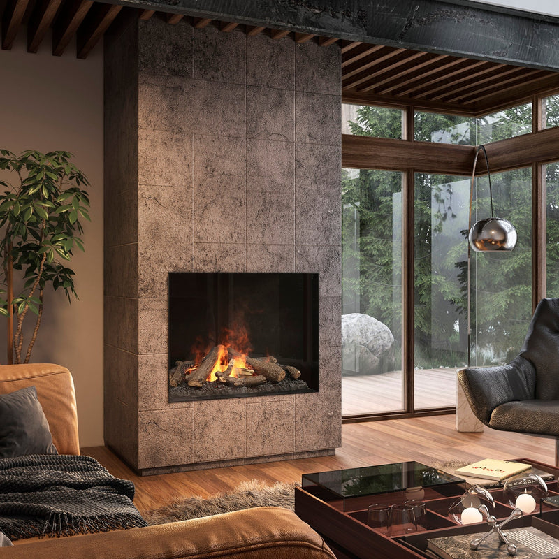 e-MatriX 32"x26" Electric Firebox – Front-Facing Built-In Fireplace | Water Vapor Flame, Crackling Sound, Charred Logs - FEF3226L1