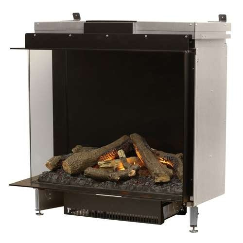 e-MatriX 32"x26" Electric Firebox – Left-Facing Two-Sided Built-In Fireplace | Water Vapor Flame, Charred Logs, Crackling Sound - FEF3226L2L