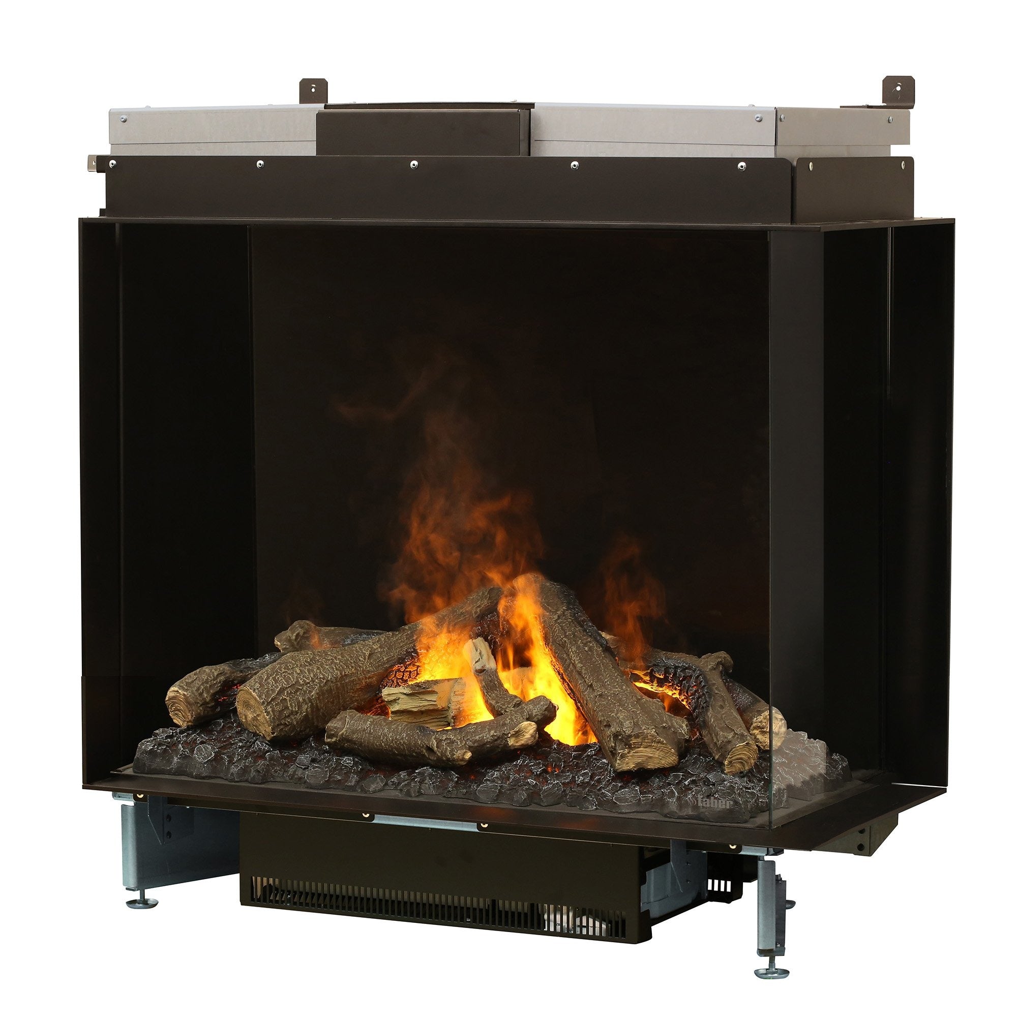 e-MatriX 32"x26" Electric Firebox – Right-Facing Two-Sided Built-In Fireplace | Water Vapor Flame, Charred Logs, Crackling Sound (X-FEF3226L2R)