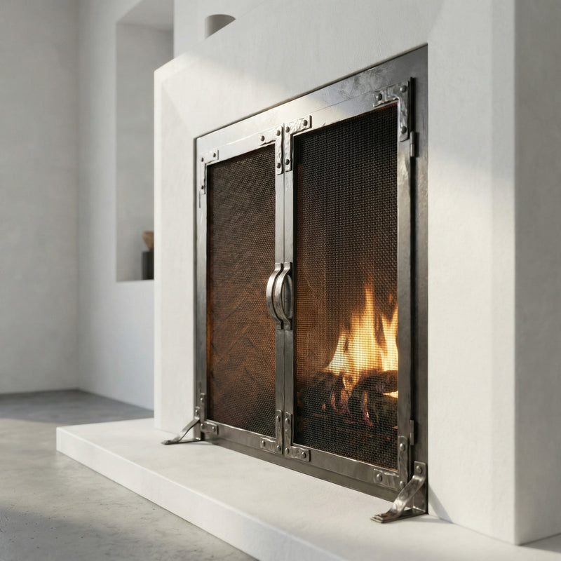 Fireplace Screen with Operable Doors Custom Size 21 Finishes - Old World