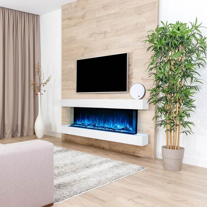 Landscape Pro Multi 44-inch three-sided electric fireplace with customizable RGB flames and efficient heater