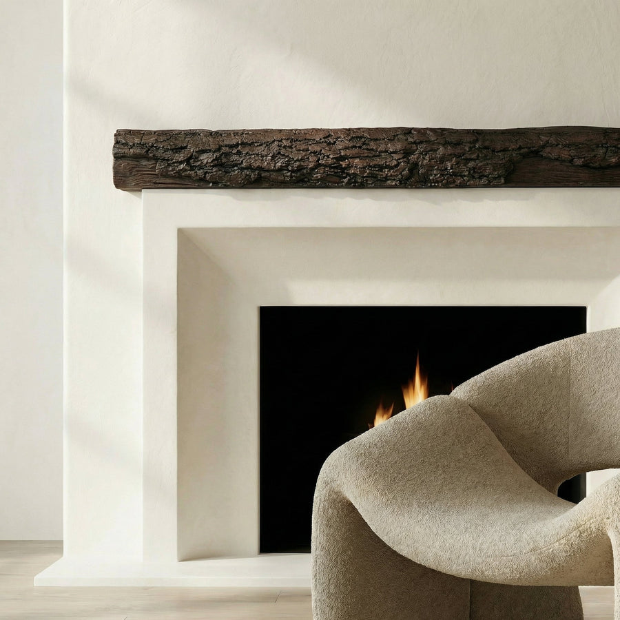 Half Round Log Non-Combustible Concrete Mantel Shelf Roasted Chestnut Finish