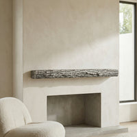 Half Round Log Non-Combustible Concrete Mantel Shelf Weathered Grey Finish
