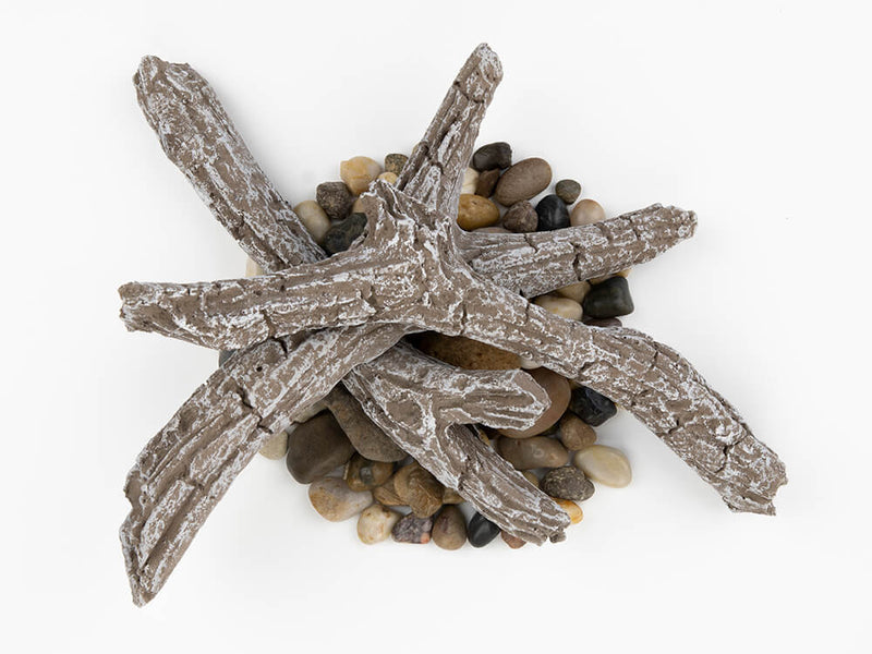 Napoleon Driftwood Log Kit with decorative rocks for Entice 72 electric fireplace model NEF-DRAK72