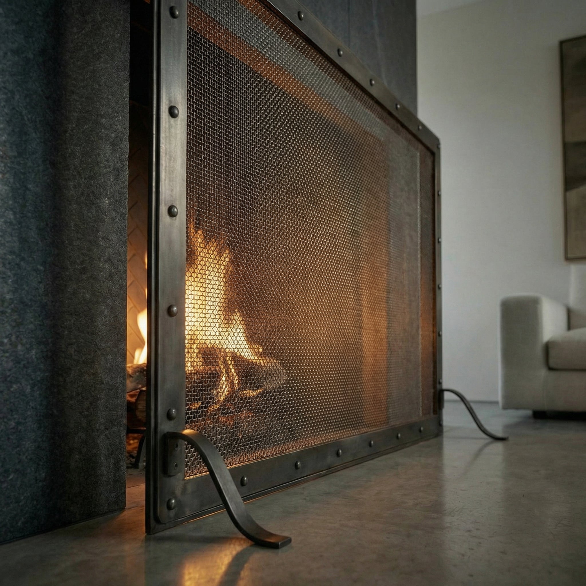 Fireplace Screen Custom Made | Black Rock, 21 Finishes