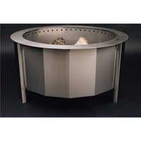 Firegear LUME Stainless Steel Wood Fire Pit — 26″ or 31″ — manufacturer product photograph; installation finishes and separately sold components may be shown
