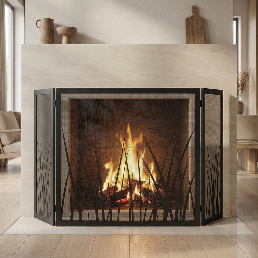 Steel Custom Folding Free Standing Fireplace Screens Options Sawgrass