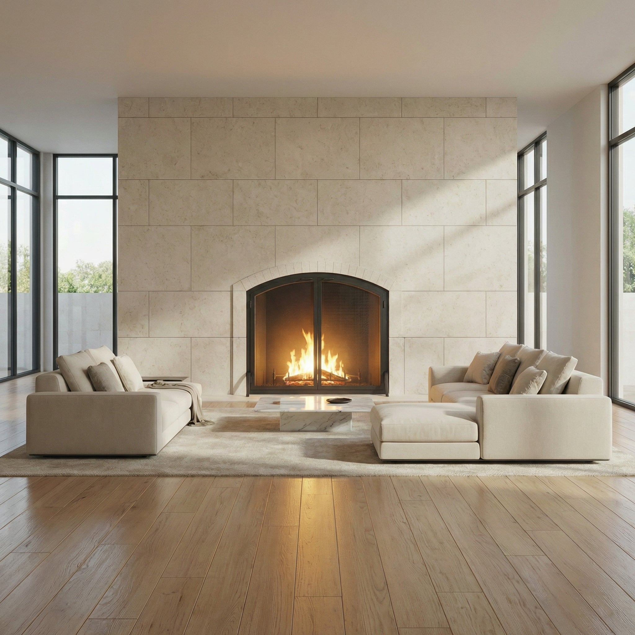 Fireplace Arch Screen With Operable Doors - Custom Size & 21 Finishes - Carolina