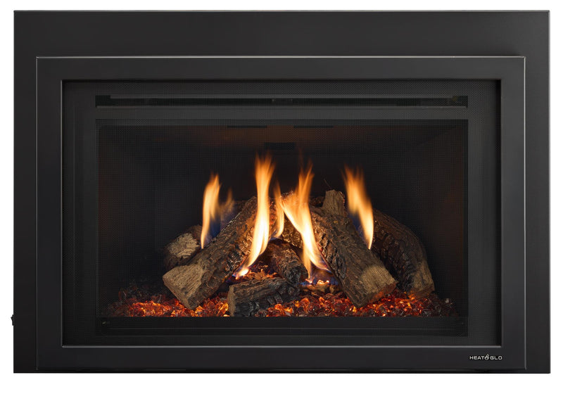 SupremeX30 oak insert with black Firescreen; included surround size specified in package
