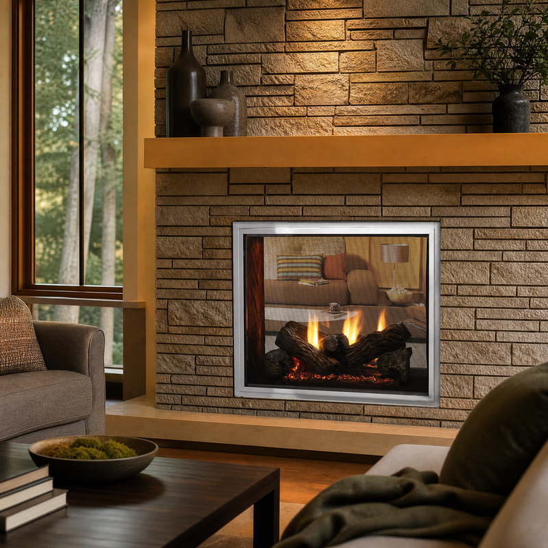 Majestic Fortress Indoor/Outdoor See-Through Direct Vent Gas Fireplace - Model FORTRESS — lifestyle