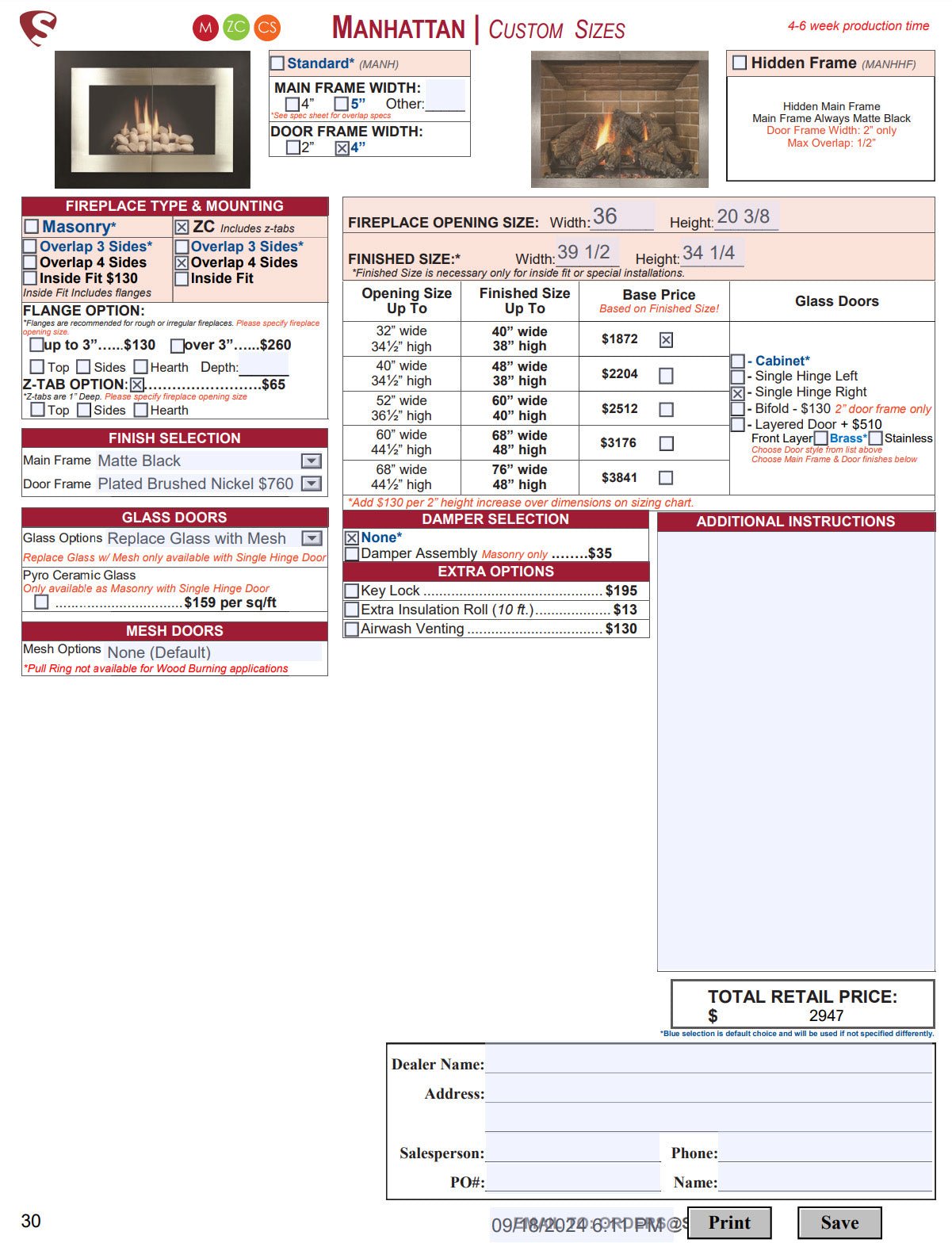 Manhattan Fireplace Doors Order #4684 - ExceptionalFire