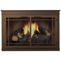 Mantel masonry and prefab fireplace glass doors with custom frame dimensions and 5-year warranty