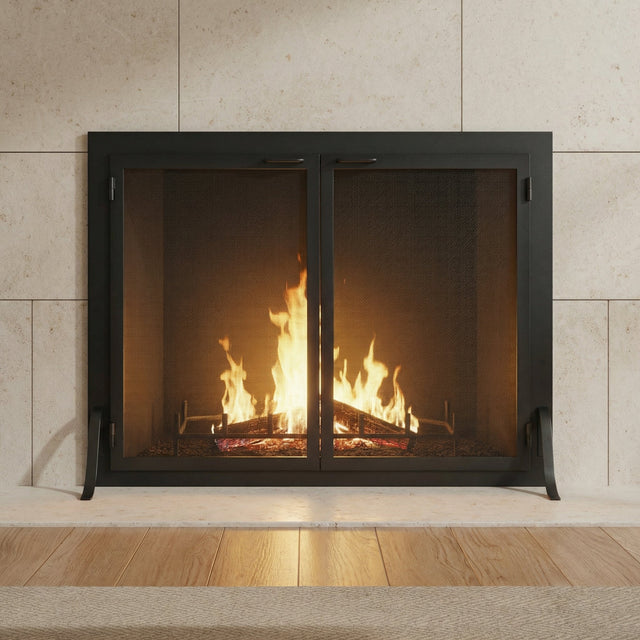 Operable Doors fireplace screens — Fireplace Screen With Operable Doors - Custom Size & 21 Finishes - ...
