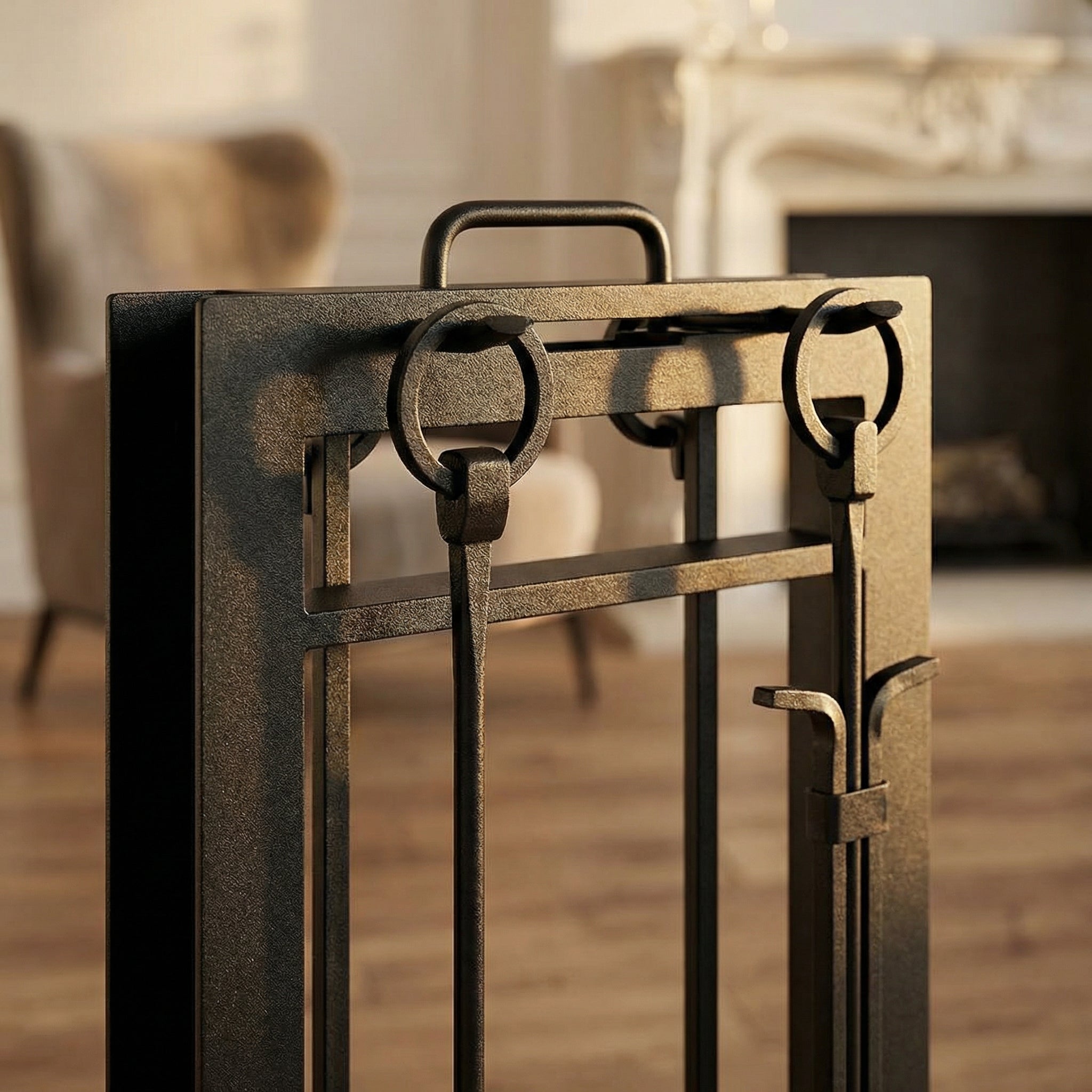 Fireplace Tool Set by Design Specialties Carolina Window Pane – 3/16” Laser-Cut Steel, 21 Finish Colors