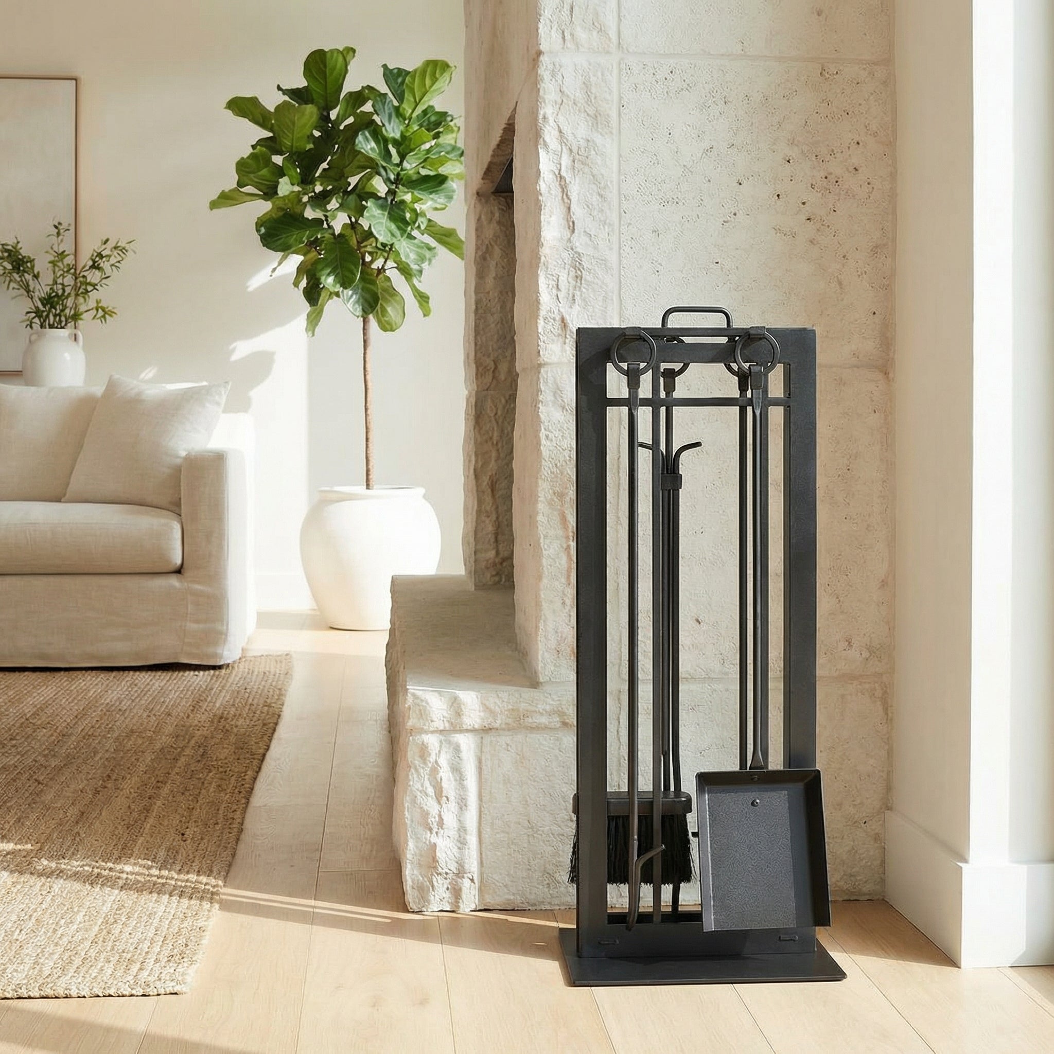 Fireplace Tool Set by Design Specialties Carolina Window Pane – 3/16” Laser-Cut Steel, 21 Finish Colors