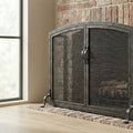 Free Standing Fireplace Screen Custom Made Craftsman Forged Working Doors