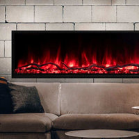 Modern Flames Landscape Pro Slim 96" frameless built-in electric fireplace with Hybrid-FX flame technology and 5,000 BTU heater