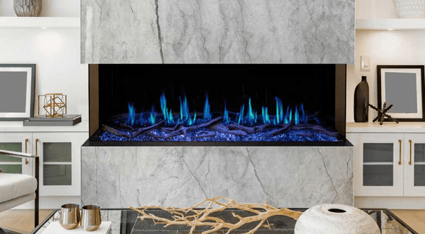 Modern Flames OR100-MULTI 100-inch three-sided built-in electric fireplace with customizable flame patterns and app control