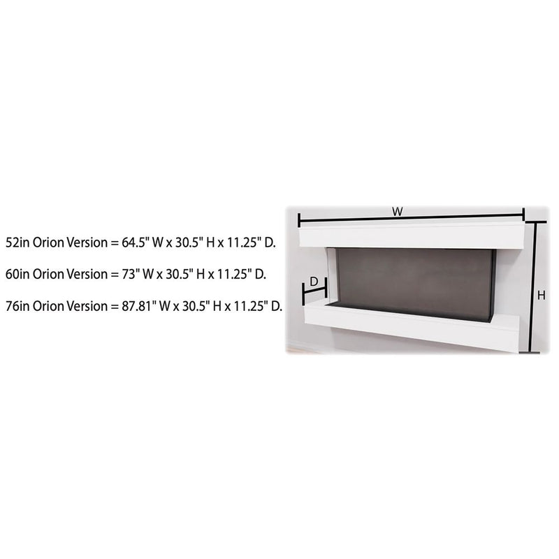 Modern Flames Orion Multi 76-Inch Three-Sided Electric Fireplace with Allwood Wall System - Model OR76-MULTI