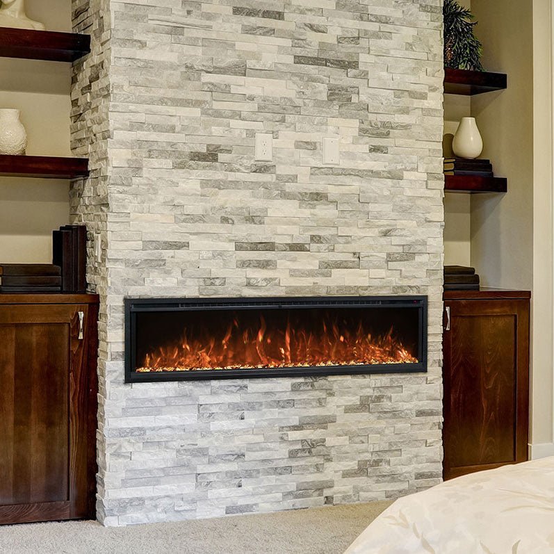 Modern Flames Spectrum Slimline 74-inch electric fireplace with Hybrid-FX flames and 5,000 BTU heater