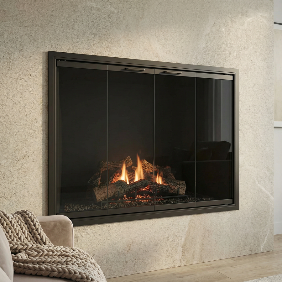 Stiletto Cutback Ultra Thin Fireplace Glass Doors
