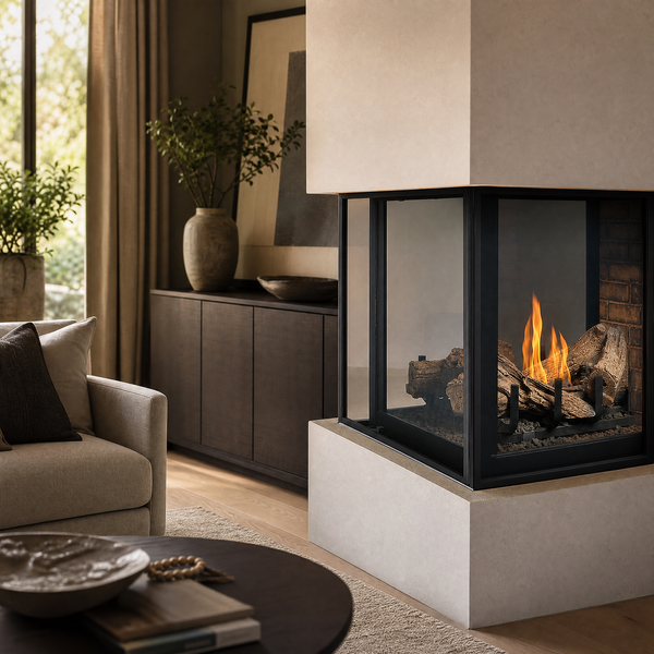 Montigo Divine Pier 38" Peninsula Direct Vent Gas Fireplace - Model H38DFPFC — lifestyle