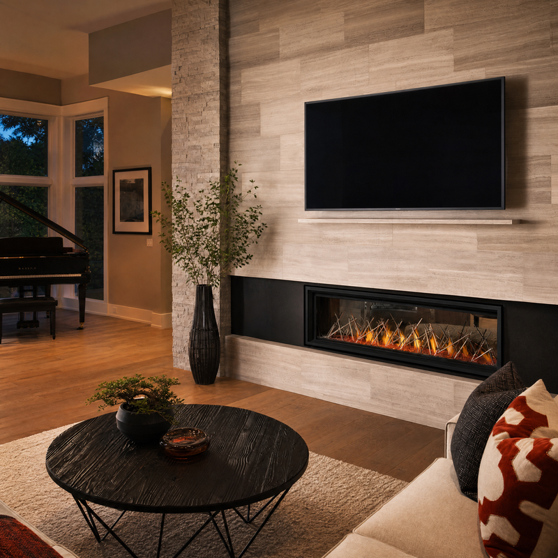 Napoleon Luxuria 62" See-Through Direct Vent Gas Fireplace - Model LVX62N2X-1 — lifestyle