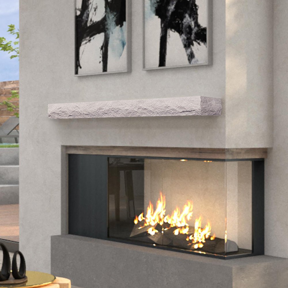Natural Cut Stone Non-Combustible Mantel Shelf Arctic Blast finish