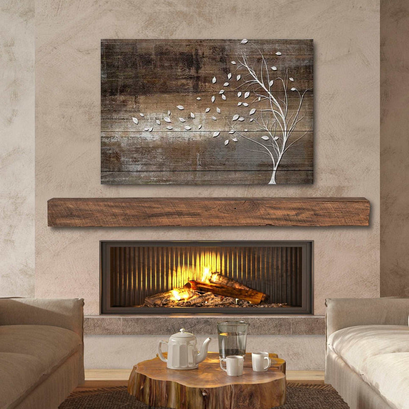New River Weathered Beam Non-Combustible Mantel Shelf FIELDSTONE Finish - ExceptionalFire